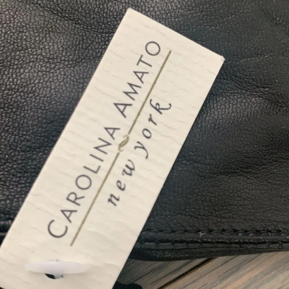 Carolina Amato Goatskin Leather Driving Gloves – Black, Women’s Medium, Italian